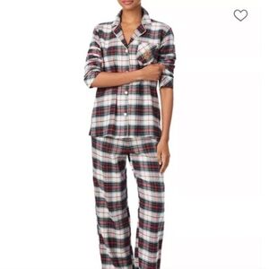 NEW Lauren Ralph Lauren Ivory Red Plaid Pajama Pants Set Size Large